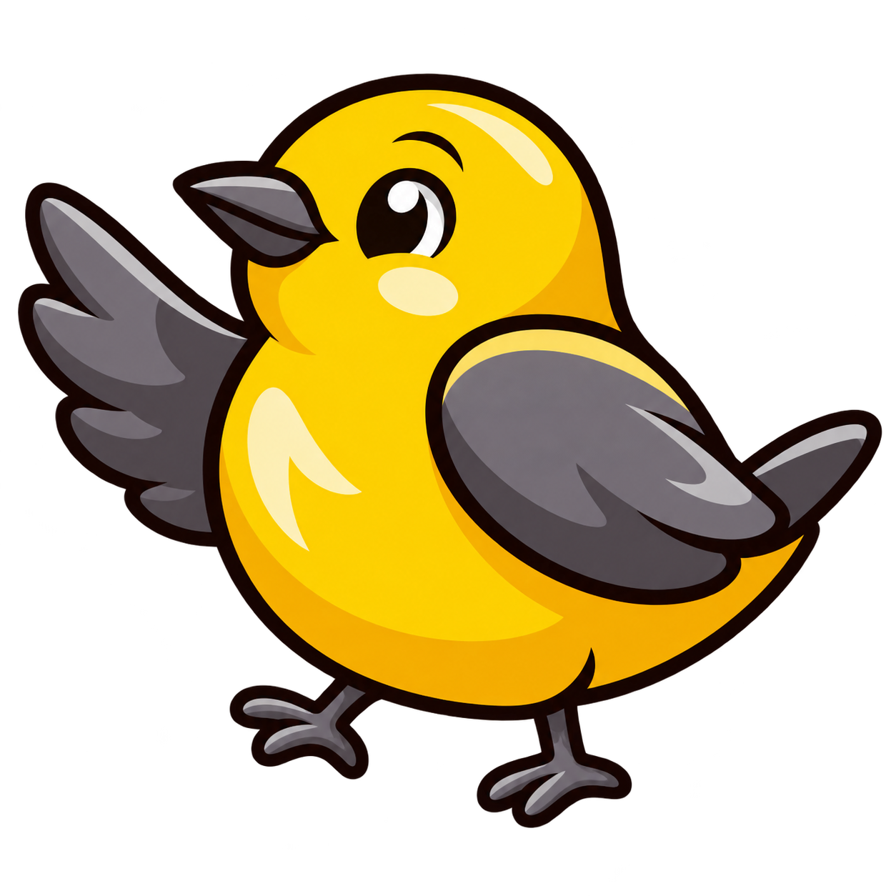 Our golden Molly mascot waving a charcoal wing